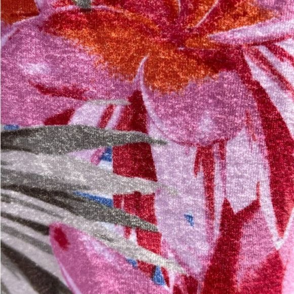 Olsen Europe White Blue Stripped Pink Red Floral Cap Sleeve Blouse Size M - Picture 6 of 8